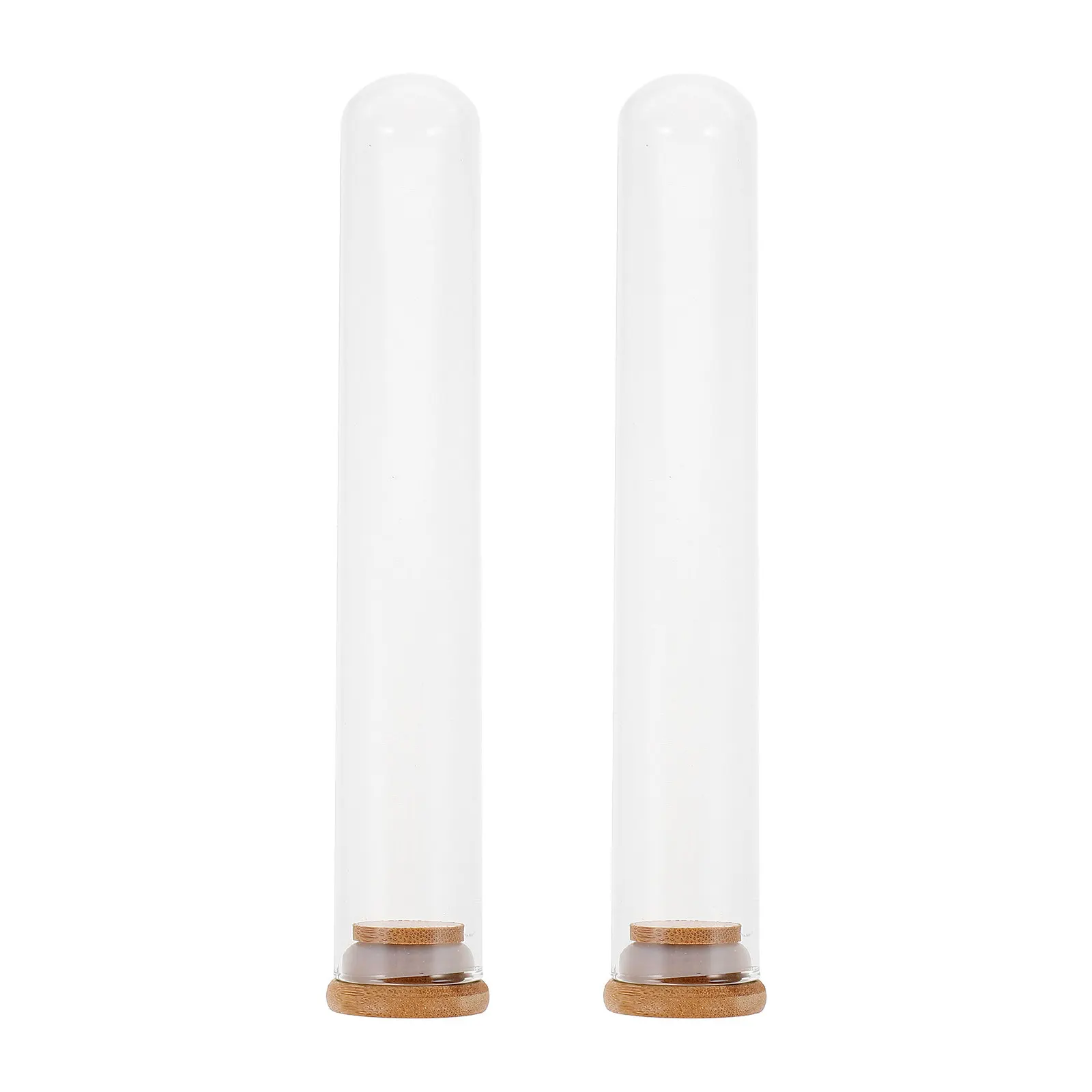 Clear Glass Bottle Decor Set – 2pcs Tube-Shaped Display Covers for Preserved Flowers & Desktop Landscaping