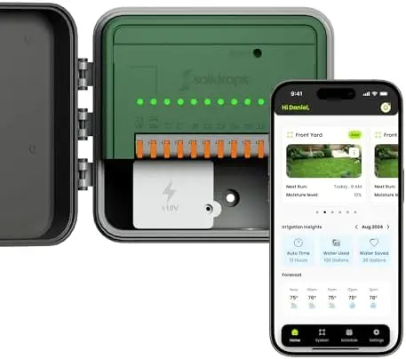 

Умный контроллер полива Soildrops AI – 8-зонная система автоматического полива с Wi-Fi для сада и газона