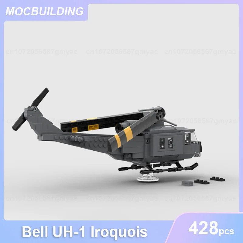 Bell UH-1 Iroquois Helicopter Model MOC Building Blocks DIY Assemble Bricks Educational Creative Collection Toys Gifts 428PCS