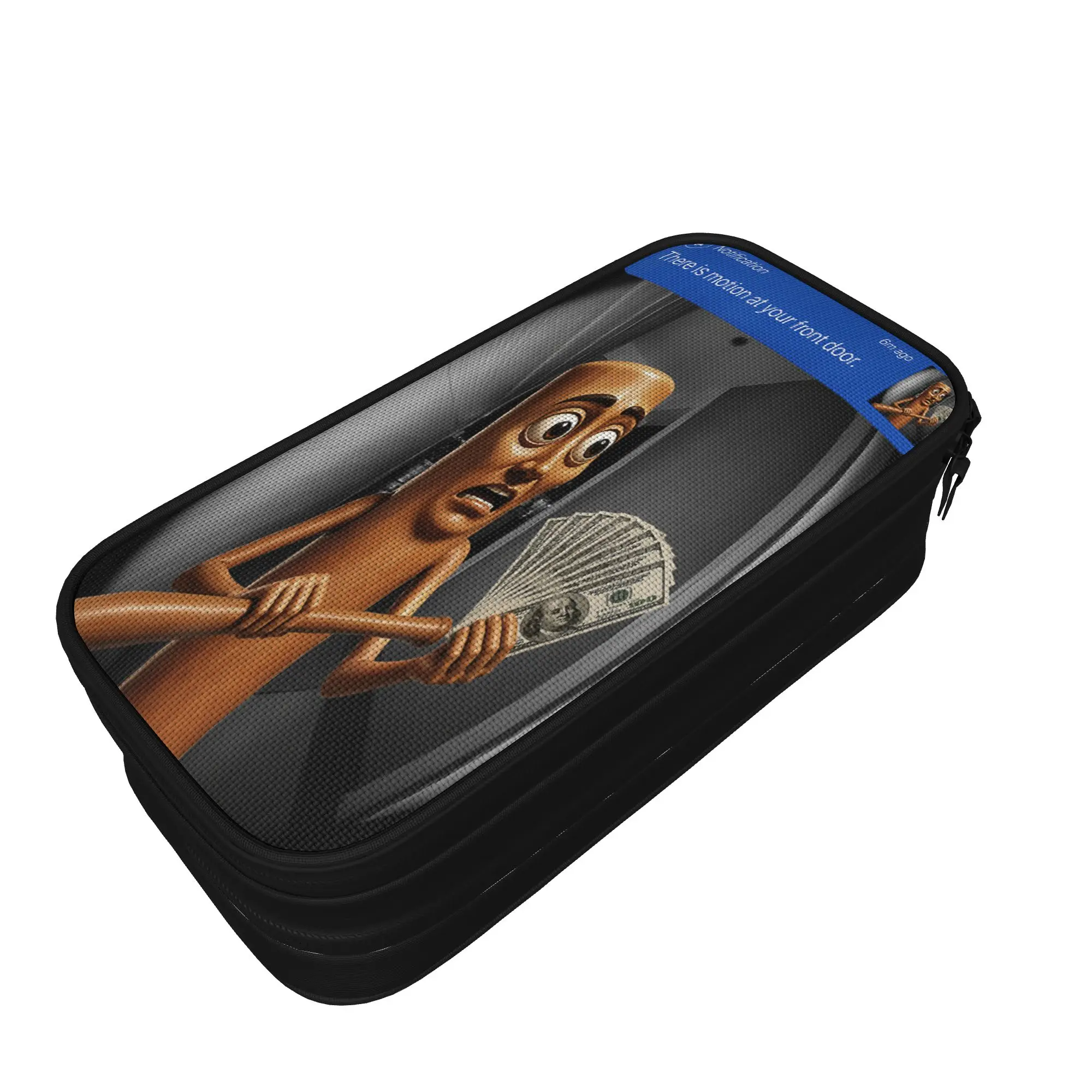 There is Motion At Your Front Door Tung Sahur Meme Pencil Case Canvas Pen Box Boy Girl Aesthetic School Pencil Cases Stationery