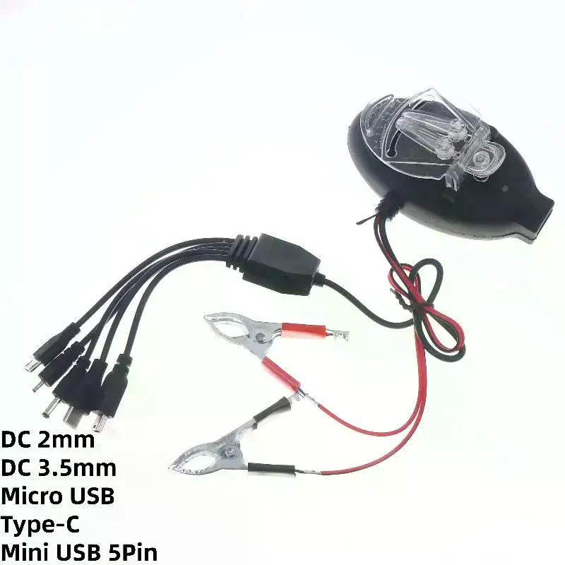 【New】12V 24V To 5V 500mA Power Adapter With Battery Clip For Charging Cell Phone Emergency USB/Type-C Power High Efficiency