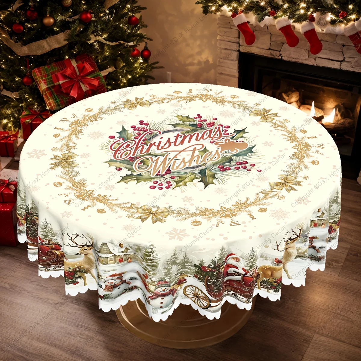 One piece, Christmas and New Year theme tablecloth, Santa Claus, snowman, Christmas tree, reindeerzyc
