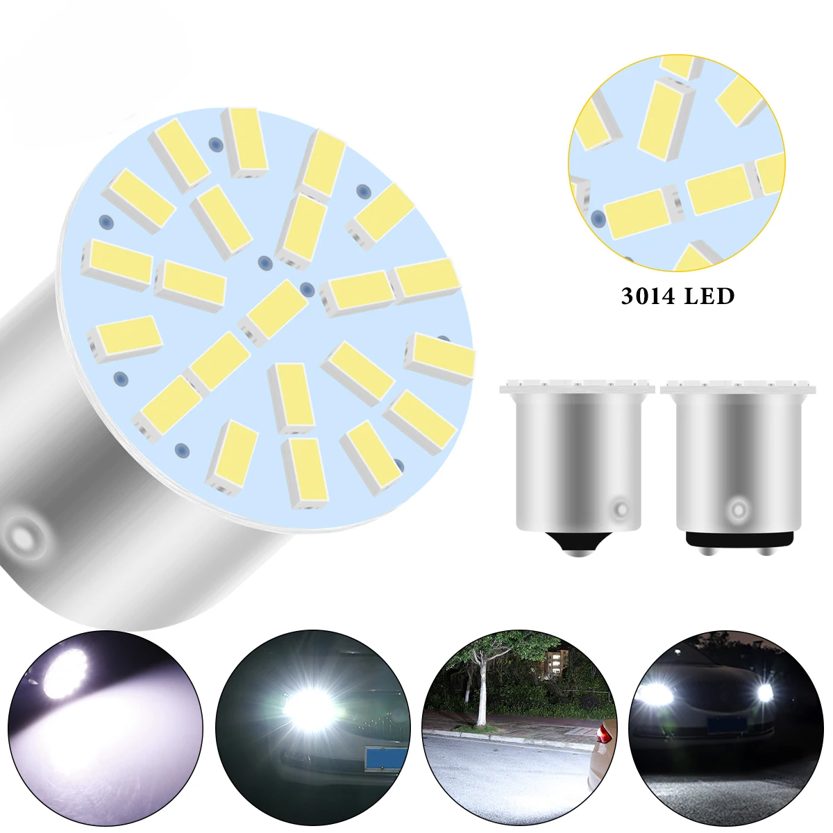 2PCS 1156 BA15S P21W 1157 BAY15D P21W/5W LED Bulbs 22SMD 3014 Car Backup Tail Turn Signal Parking Indicator Light