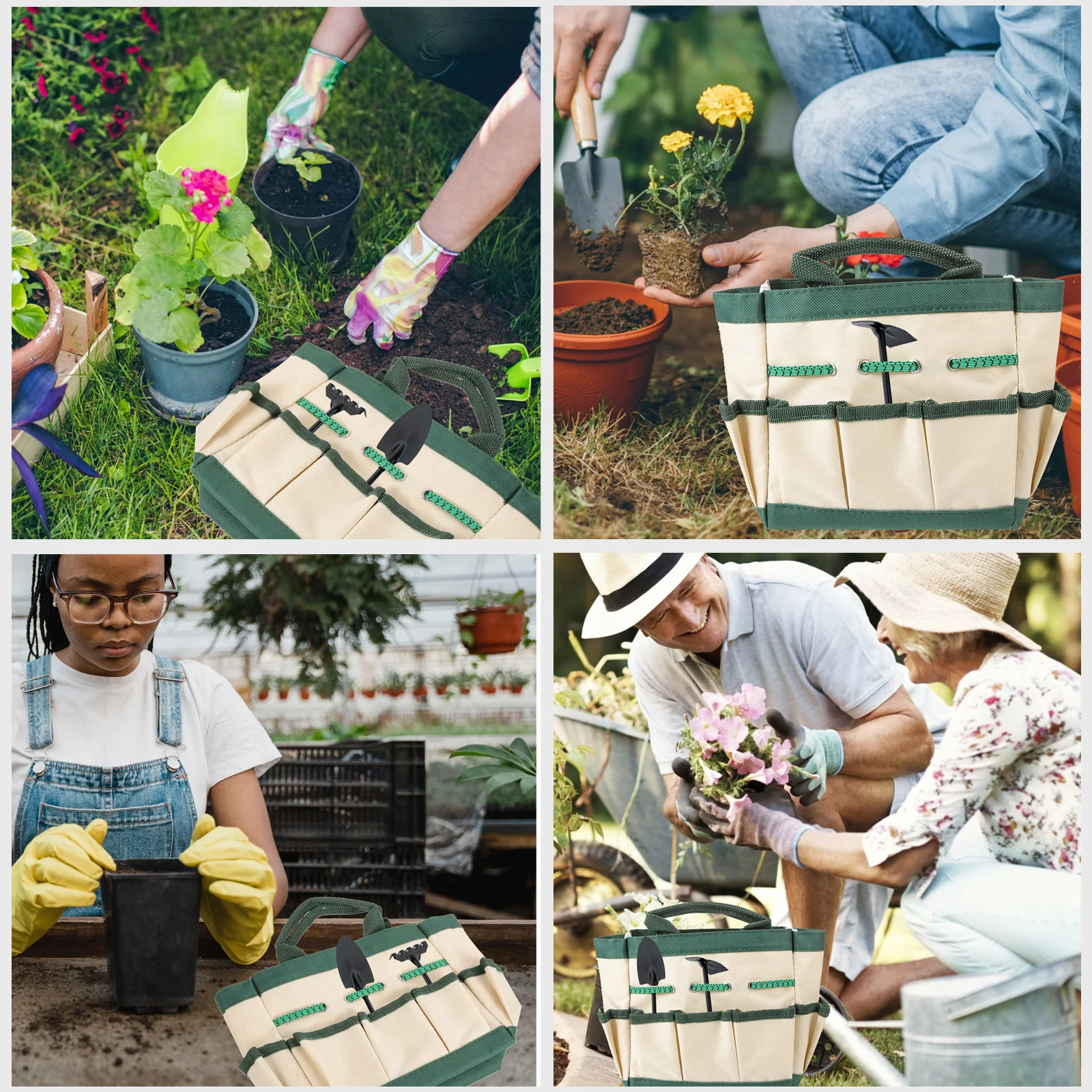 

Garden Tool Kit Bag Durable Oxford Cloth Large Capacity Hand Tools Portable Tote Canvas Storage Basket Gardening Accessories
