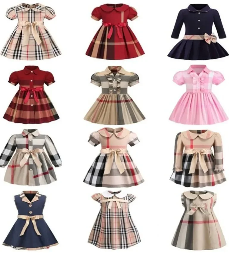 

Baby Kids Clothes Girls dress New Styles Plaid Casual Wear Bow Cotton Kids Clothing Children's Wear Autumn Fashion 2-8 Years acd