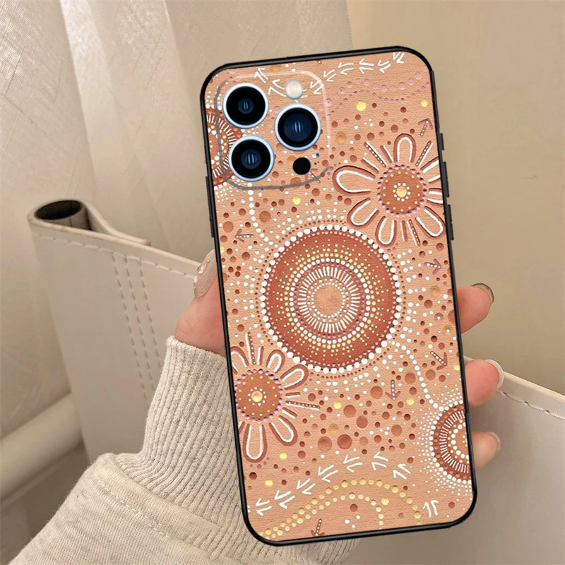 Aboriginal Art Print Phone Case For iPhone 16 15 14 13 12 11 Pro Max XS X XR 7 8 Plus 12 13 Mini Back Cover