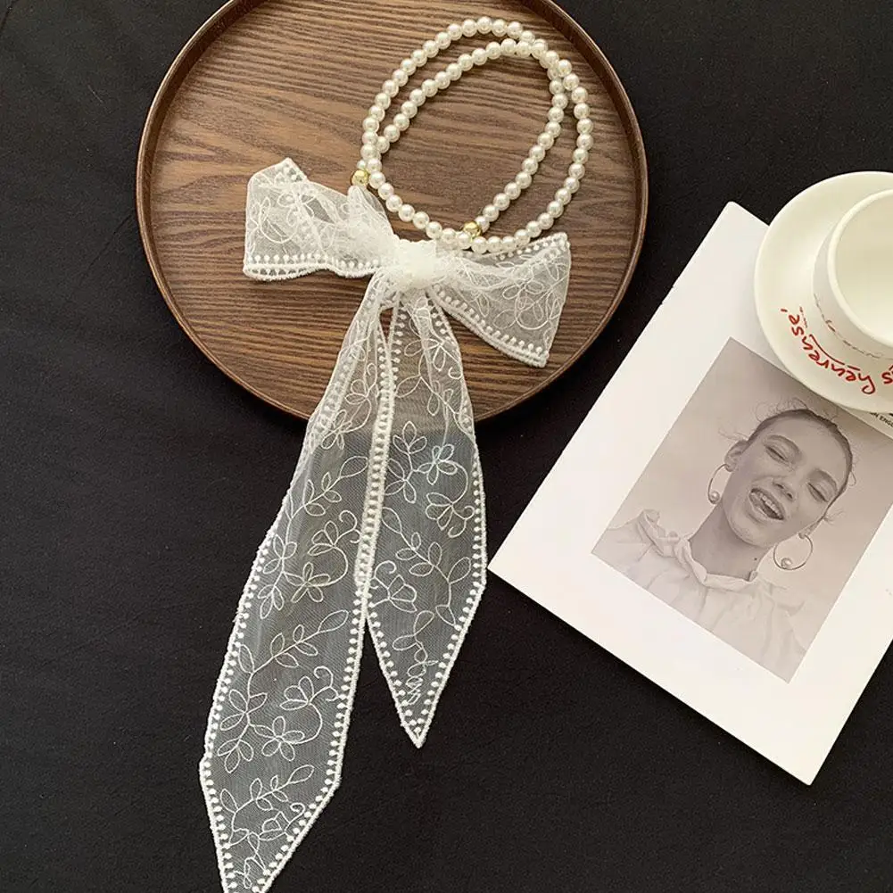 

Lace Headband Necklace For Female Long Scarf Belt Versatile Multifunctional Silk Scarf Sweet Multi-functional Hair Accessories