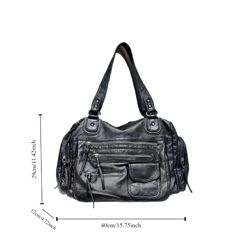 Moda feminina y2k menina quente motocicleta saco grande capacidade lavado angustiado ombro crossbody bolsa