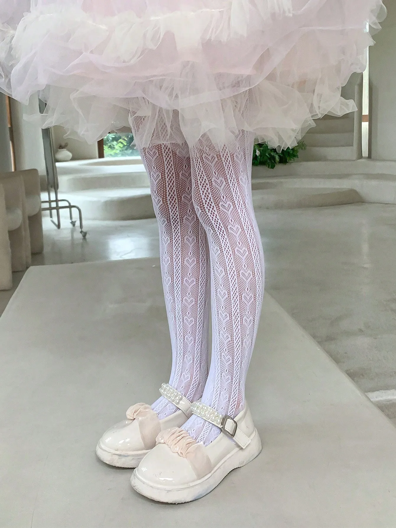 2 Stück Kinder Mädchen Herz-Netz-Spitzenstrumpfhosen Nylon-Spandex Atmungsaktive Strumpfhosen für 1-12 Jahre Kleinkinder Sommer Prinzessinnen-Socken – Detail 3