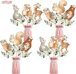 Woodland Animal Centerpieces for Baby Shower Pink Floral Animals Theme Table Toppers Birthday Party Decorations for Baby Girl