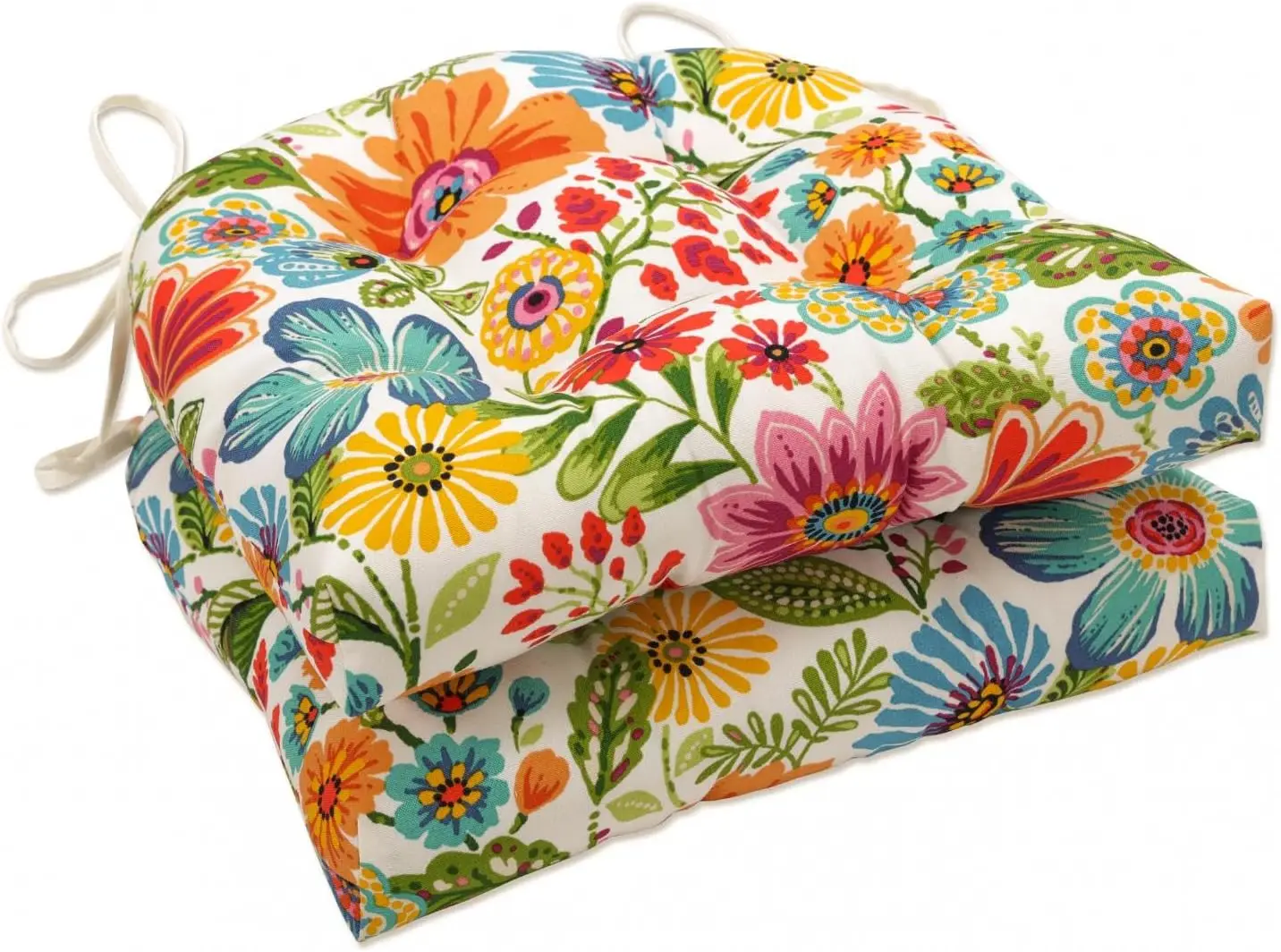 

Подушка Pillow Perfect Bright Floral для стульев из плетеного ротанга (для использования в помещении/на улице) с завязками, 15,5 x 16 дюймов, 2 штуки, сине-фиолетовый цвет Gregoire