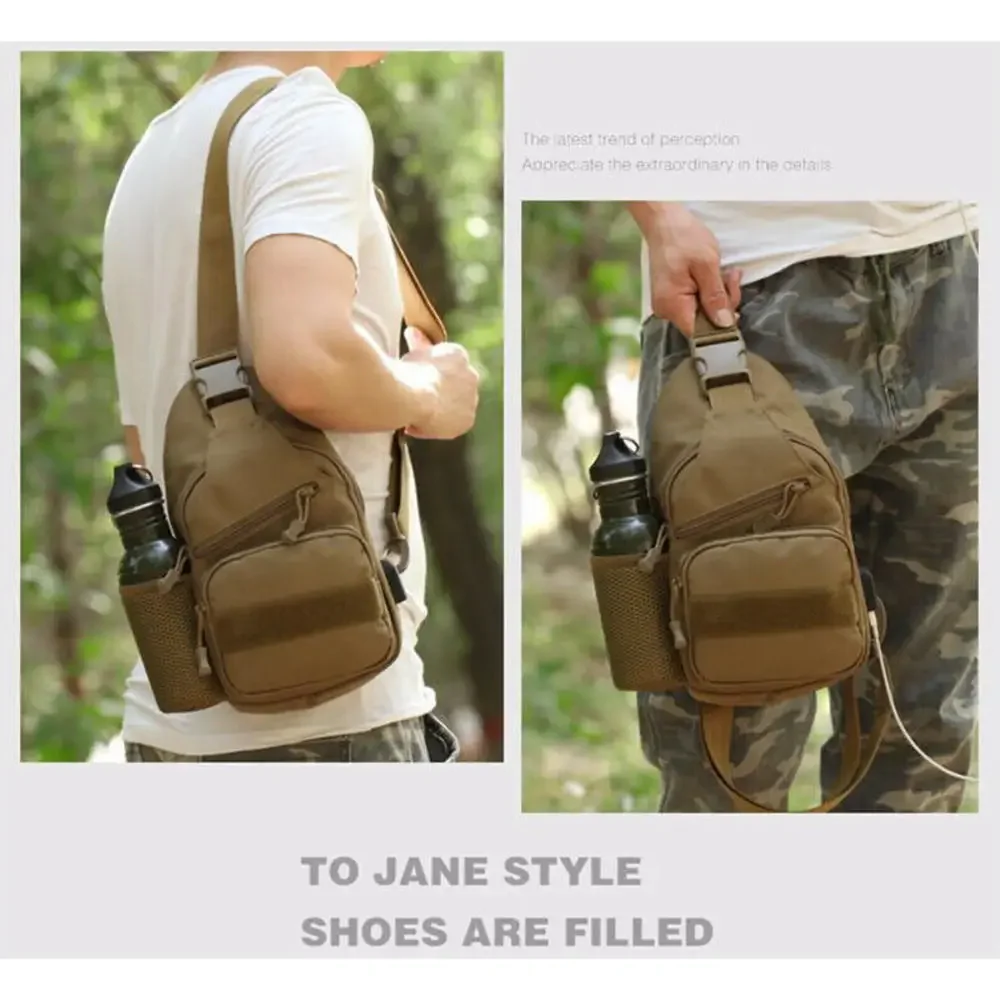 Men's Backpack Tactical Strap Chest Pack Shoulder Bag Outdoor Hiking Travel Bag Oxford Cloth Crossbody Bag