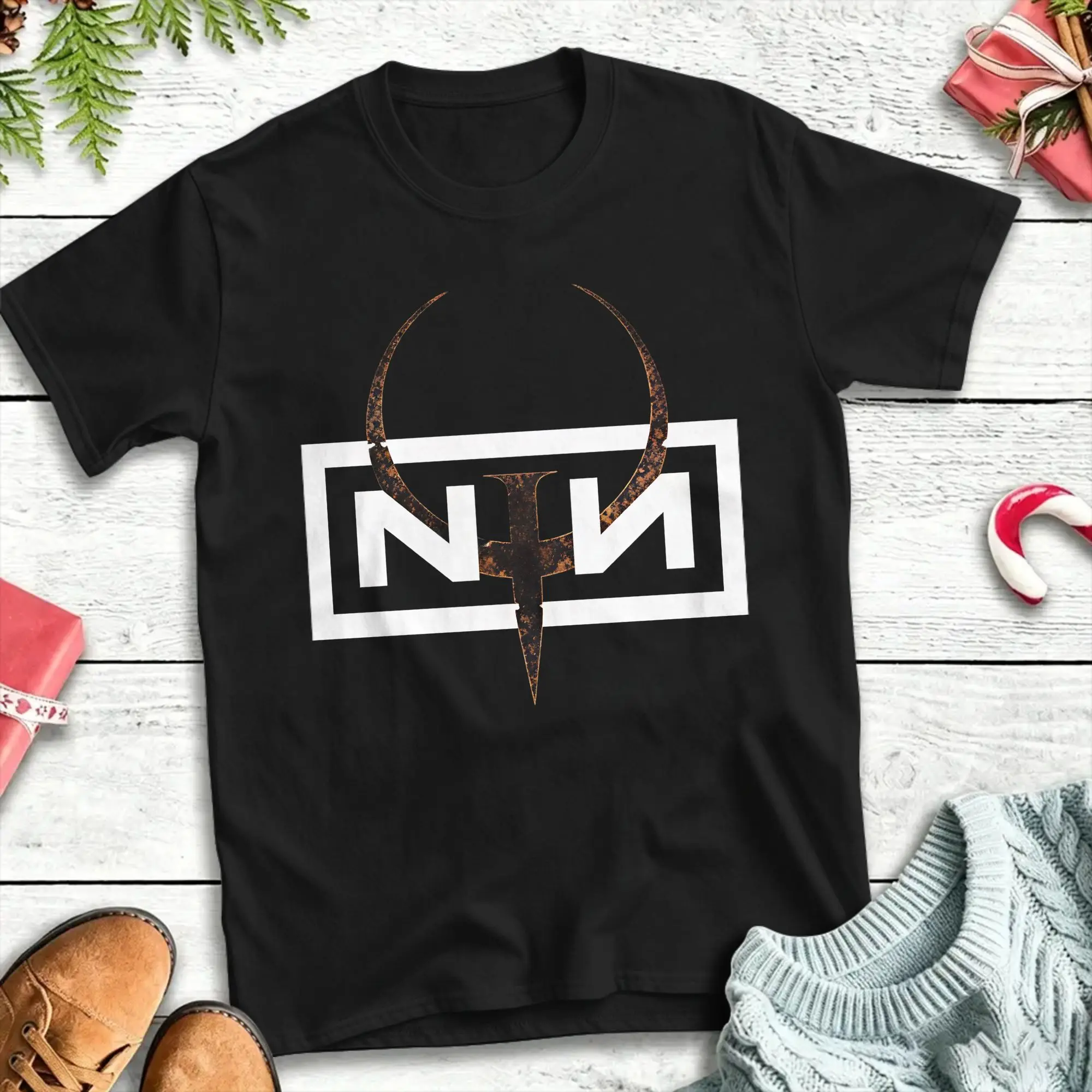 Quake + Nin 30Th Nine Inch Nails T Shirt  Leisure T Shirts Short-Sleeve Vintage Tshirt Summer Cotton 4XL 5XL 6XL Clothing