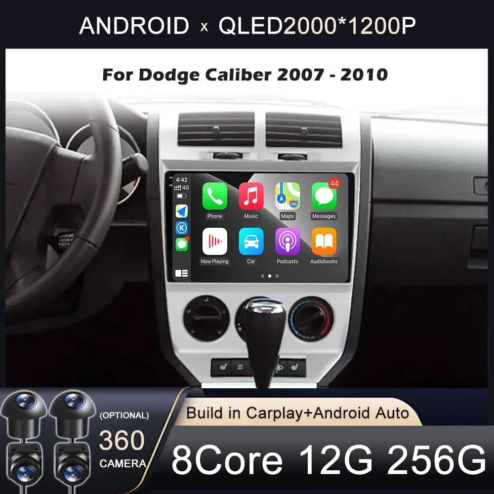 

10 INCH Android 14 For Dodge Caliber 2007 - 2010 Auto Radio GPS Navigation 5G wifi BT Car Multimedia Player Carplay No 2din DVD