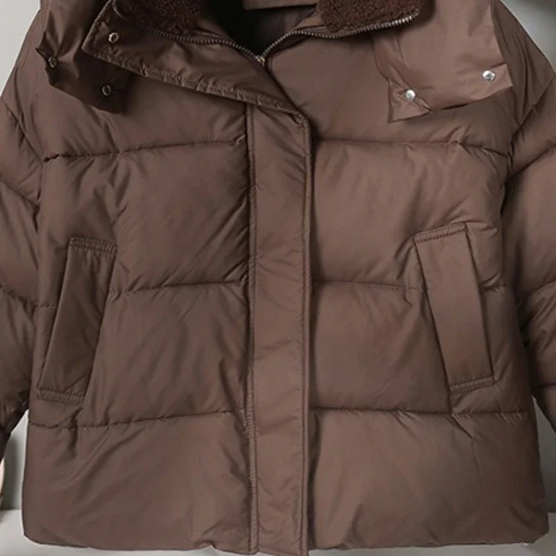 Women's Autumn Winter Top Coat Cotton Coat Hooded Pockets Thickened Fleece Lining Simple Comfortable New Niche Versatile Skinny