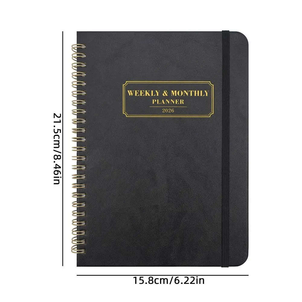 مخطط أسبوعي حلزوني A5 2026-2027 دفتر جدول أعمال قوي بسلك مزدوج علامات تبويب شهرية ملاحظات صفحات مخطط تقويم شهري #6