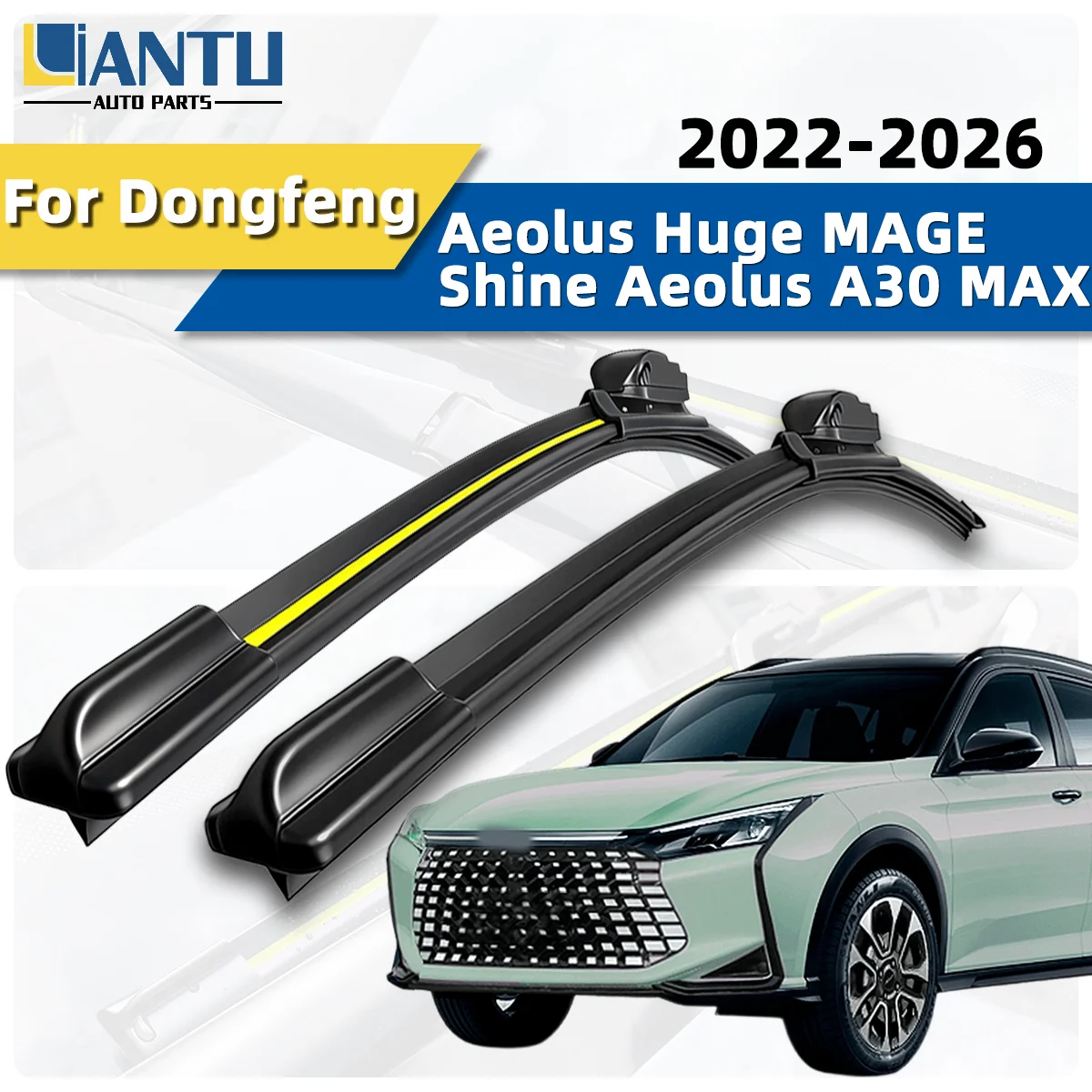 2 Stück Frontscheibenwischer passend für Dongfeng Aeolus Huge MAGE Shine Aeolus A30 MAX 2022-2026 Auto Wischerblätter Premium Zubehör