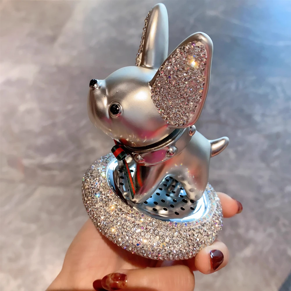 Creative Rhinestones Shaking Head Pit Bulls Car Perfume Car Outlet Balm Aromatherapy Freshener Diamond Deodorize Decoration