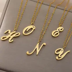 Capital A-Z Initial Necklace For Women Stainless Steel 26 Letter Necklace Choker Pendant Collier Valentine Jewelry Bijoux Femme
