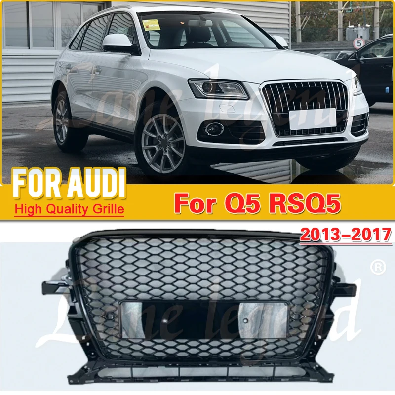 

For RSQ5 Style Front Sport Hex Mesh Honeycomb Hood Grill Black For Audi Q5 2013 2014 2015 2016 2017 Auto Accessories tools