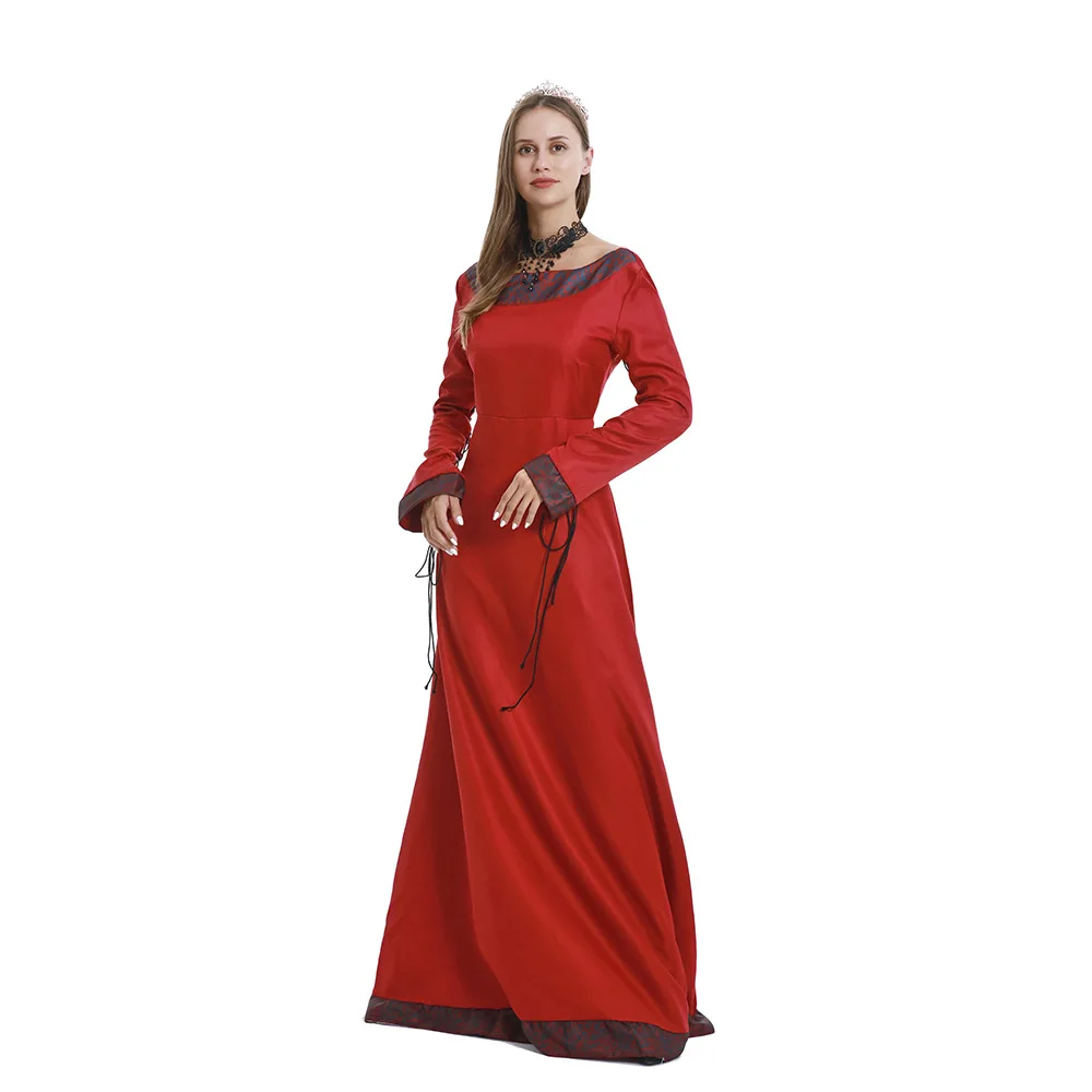 Halloween Medieval Dress Women Long Sleeve Maxi Robe Vintage Fairy Elven Dress Renaissance Celtic Viking Gothic Cosplay Clothing