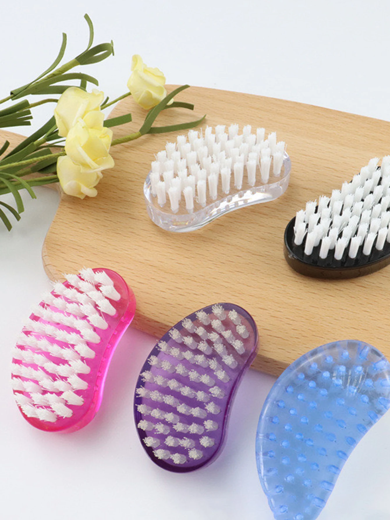 

5pcs nail brush cleaning brush kidney shape nail cleaning brush hand nail brush cleaner toenail brush nail cleaner dust remover