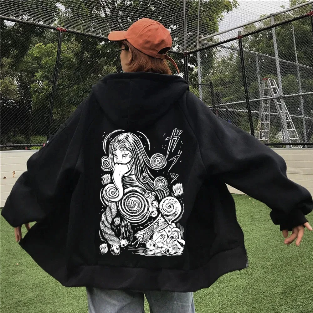 Horror Manga Zip up Hoodie Junji ito Women Men Manga Gothic Harajuku Pullover Tops