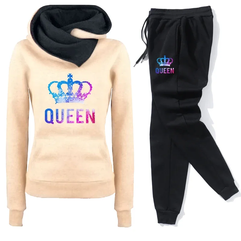 2025 موضة هوديس Sweatpants الخريف الشتاء المرأة مقنعين رياضية اليومية عادية رياضية ملايس الركض الاتجاه الحضري الشارع الشهير