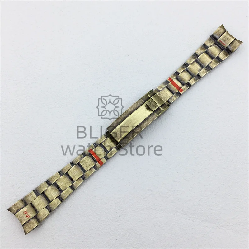 

BLIGER 21mm 904L bracelet Solid Stainless Steel Bronze Watch Band Folding Buckle Oysters Mens Strap Fit 43mm Case