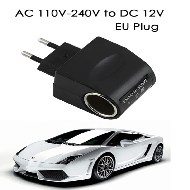 AC Adapter With Car Socket 220 To 12 Volt Plug Adapter Car Cigarette Lighter DC 12V 0.5A 500mA Adaptador Power Change EU US Plug