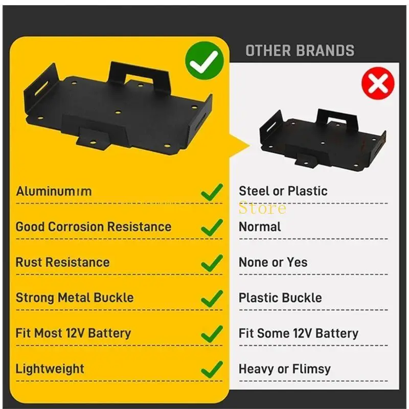 B0KF Aluminum Battery Tray For 12V 6V 6ah-15ah Batteries With Adjustable Strap