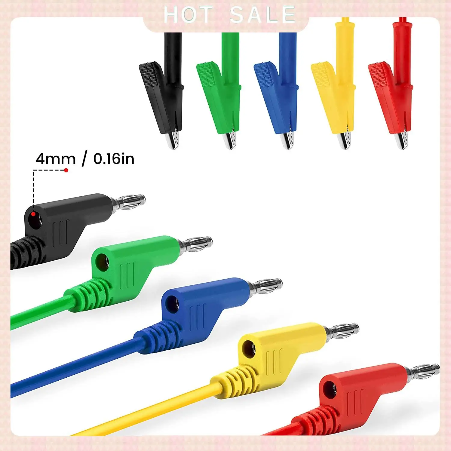 24-Hour Delivery 5PCS 4Mm Multimeter Banana Plug To Alligator Clips Test Lead For Electrical Testing Wires And Alligator Clip Ca
