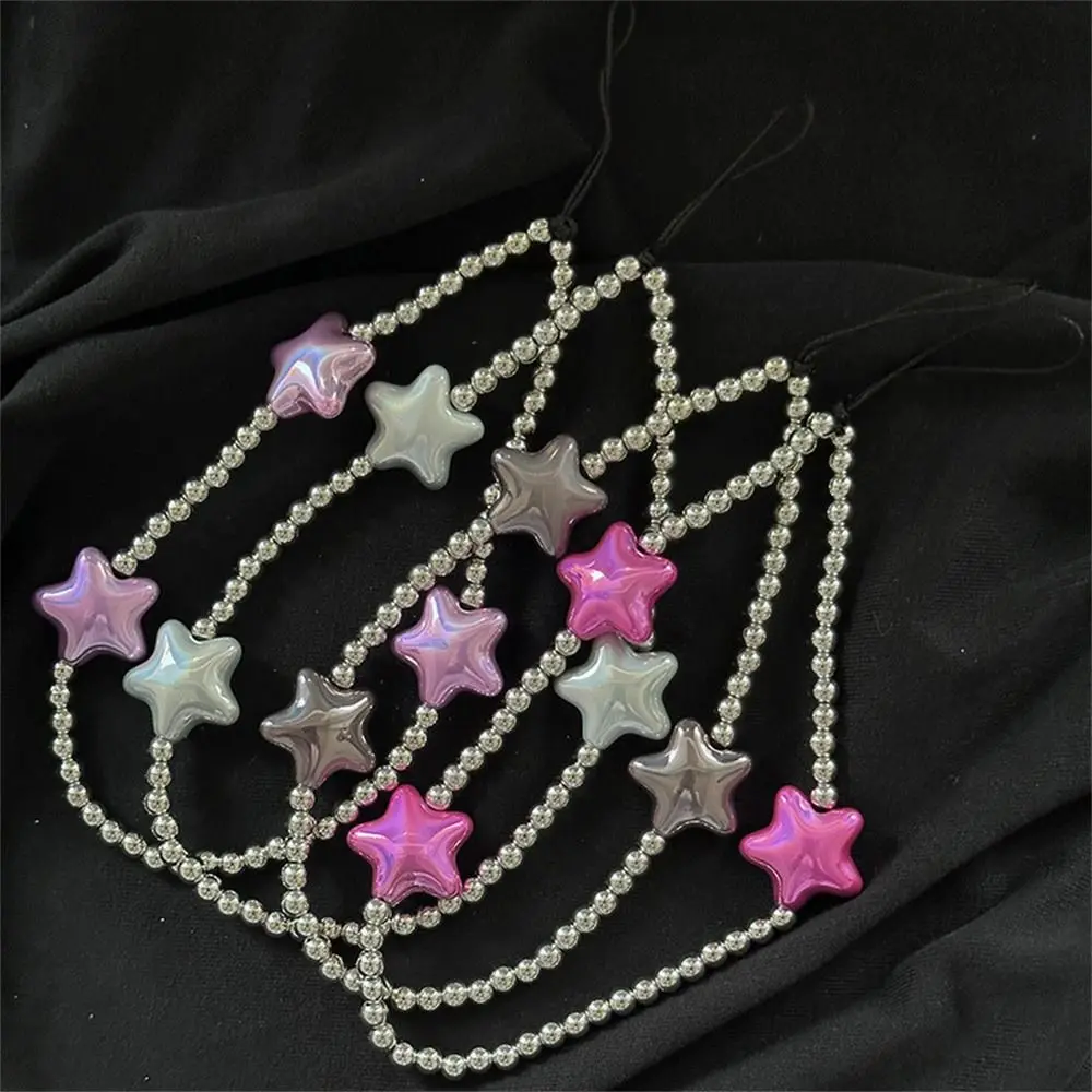 Five-pointed Star Star Phone Lanyard Phone Charm Wrist Strap Beads Phone Chain Anti-Lost Multicolor Cell Phone Strap Women Girl