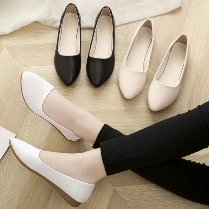 Nowe buty damskie szpiczasty nosek płaskie miękkie podeszwy obuwie damskie