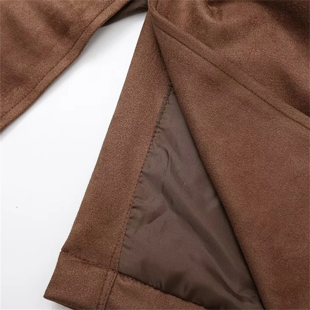2024 Autumn New Women\'s Fashion Retro Long Sleeve Windbreaker Coat Loose Long Style Temperament Strap Over Knee Coat