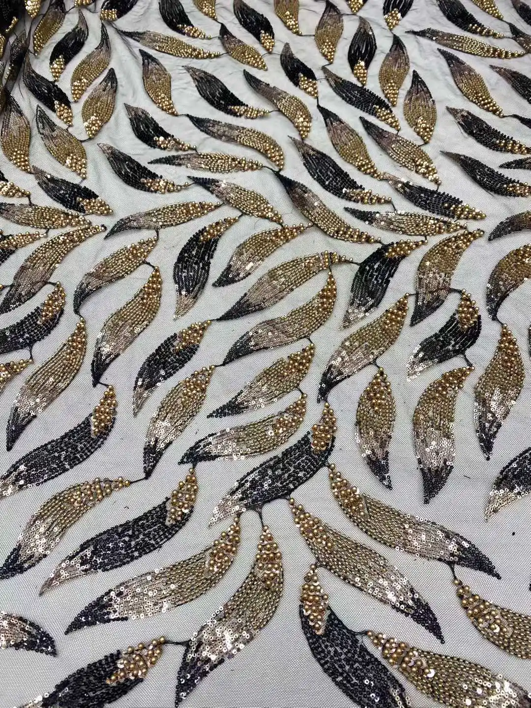 Tela de encaje con cuentas de lentejuelas africanas de lujo 2025, alta calidad para novio, boda nigeriana, bordado nupcial, costura de tul francés SZ1535