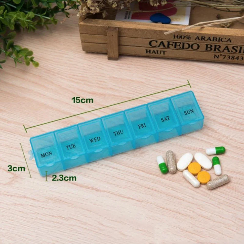 7Day Pill Organizer, Moisture-Proof Pill Case, Weekly Portable Medicine Box Dispenser for Purse Travel Vitamin Holder Containers