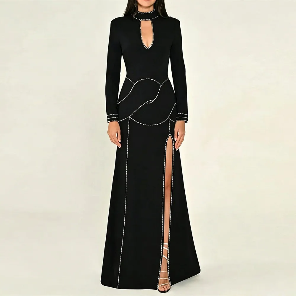 HIGH STREET Nouvelle Collection 2026 Robe Longue de Soirée Designer pour Femme, Élégante, Ornée de Diamants et de Cristaux, Style Célébrité