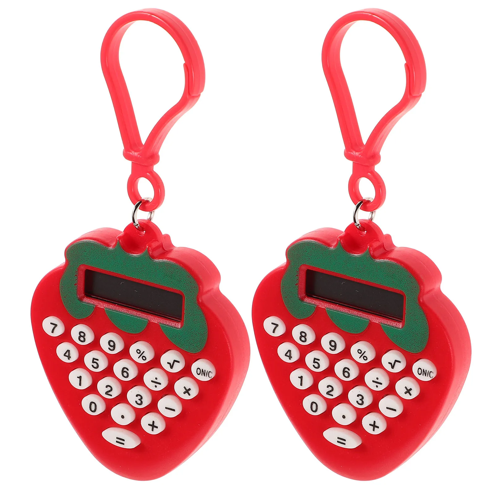 

2Pcs Mini Strawberry Calculator Keychain Portable Cute Pocket Electronic Calculator for Students School Supplies