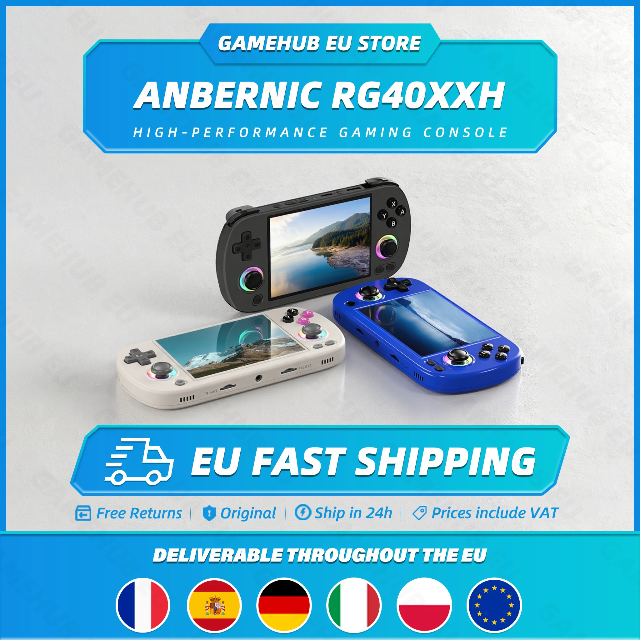 Console de jeu portable ANBERNIC RG40XX H, écran 4'', système Linux, joystick, effet d'éclairage RGB, lecteur vidéo RG40XXH, console Trimui