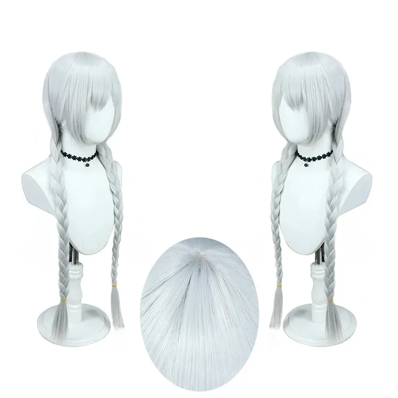 Cosplay Broken 3 Kiana Caslana Kallen Cos Wig Silver Gray Twist Braid Hairstyle
