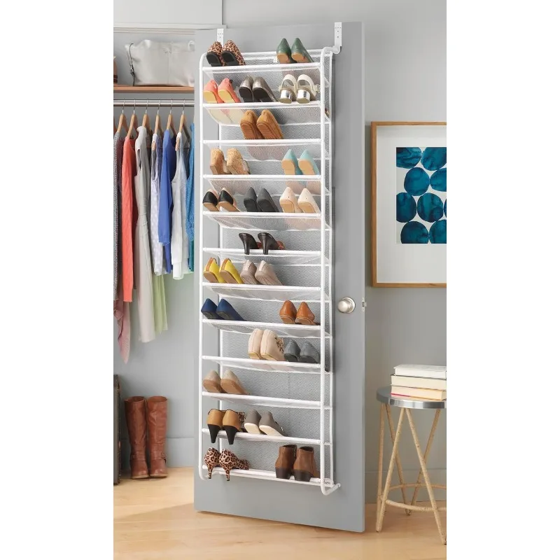 

Whitmor Over the Door Shoe Organizer - Holds up to 36 Pairs of Shoes - Metal & Mesh - White