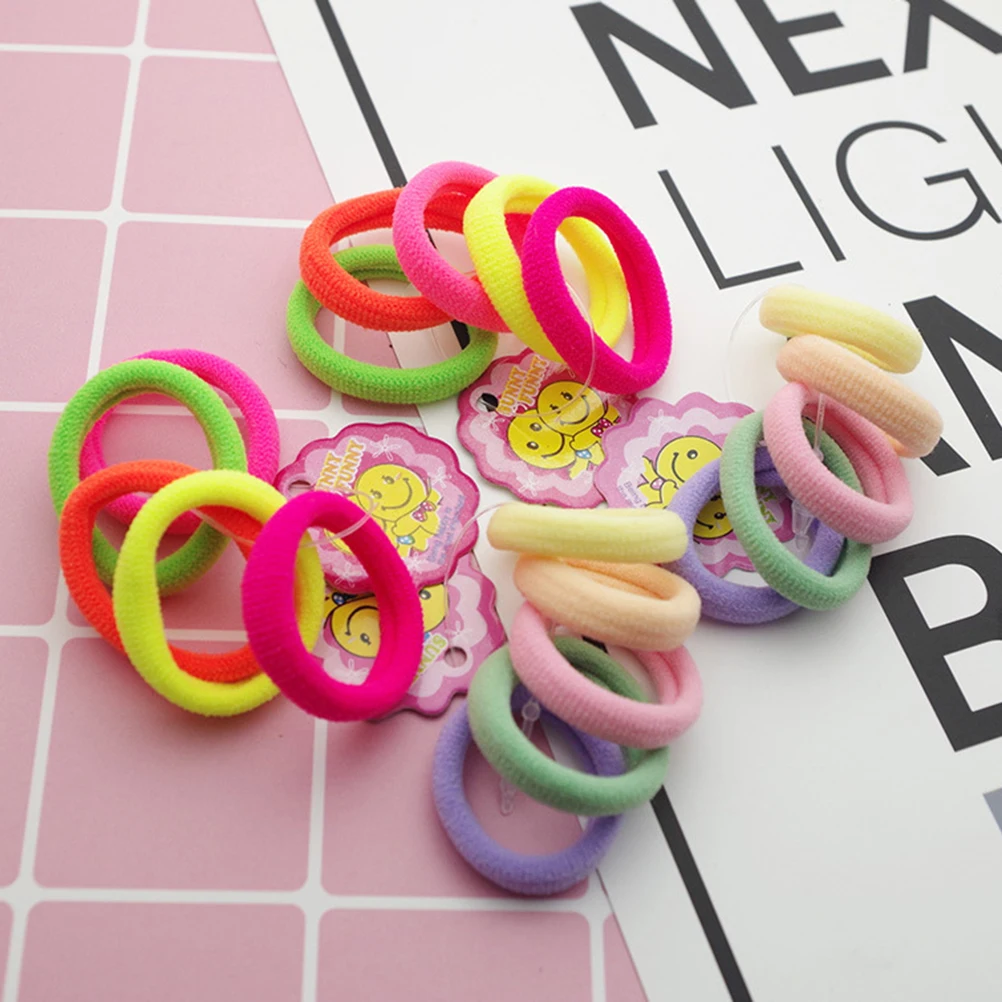 

20 Pcs Fluorescent Light Color Hair Ties Elastic Ponytail Holders Soft Stretchy Ropes For Toddlers Baby Girls Hair
