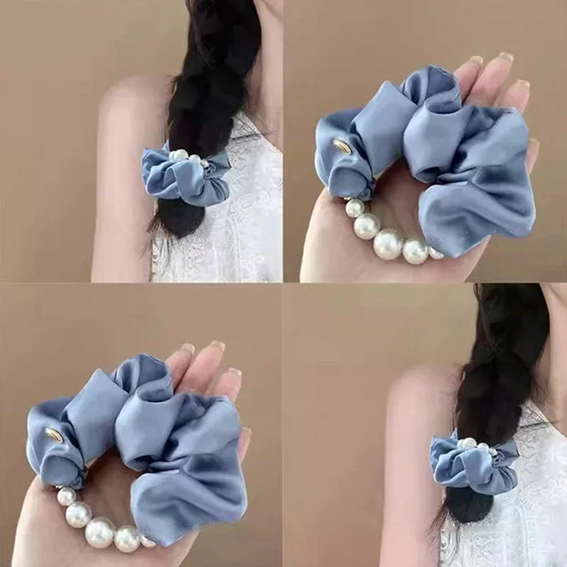 Elegante Perlen Großes Scrunchie Haarband Für Frauen Süße Haarschmuck Gummibänder Pferdeschwanzhalter Haargummi Haarschmuck