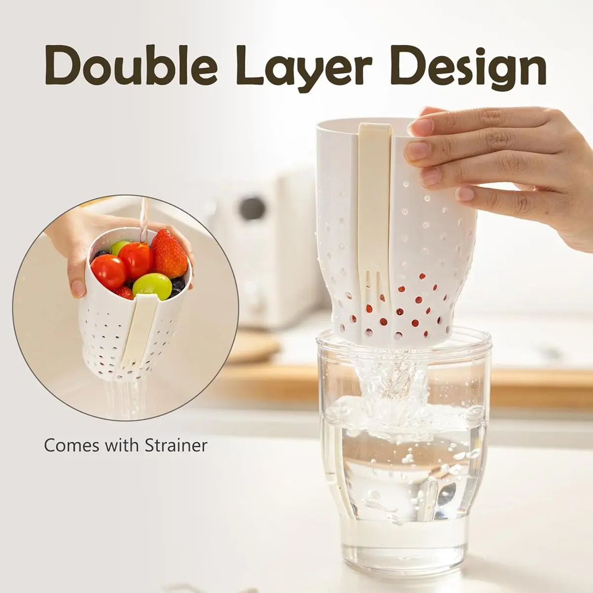 DT81 25 Oz Travel Fruit Cups for Car,Fruit Salad Storage Cup with Fork and Lids,Leakproof Reusable Snack Containers Pink