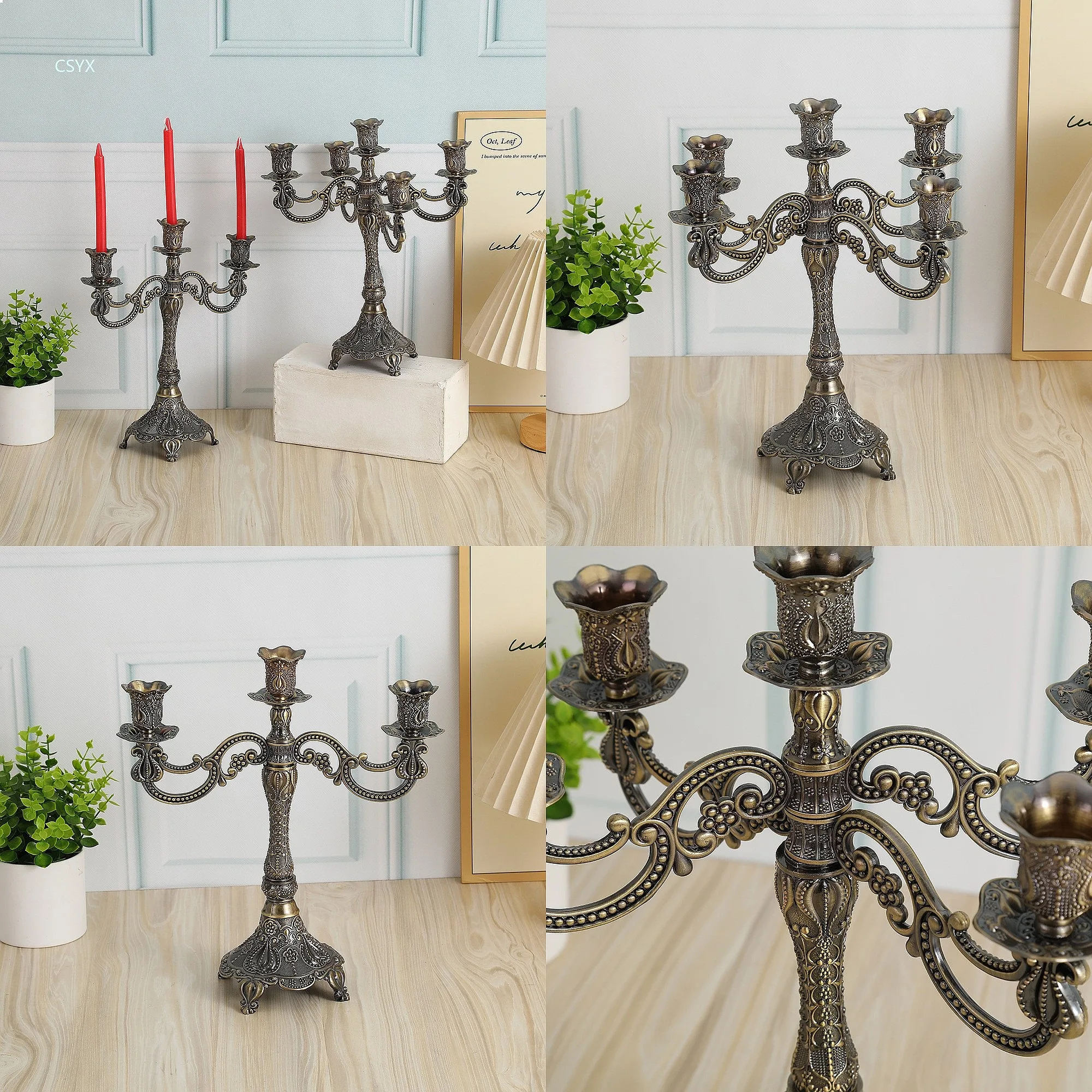 Vintage European Metal 3 5 Head Candle Holder Romantic Candlelight Dinner Wedding Candle Stand Decoration