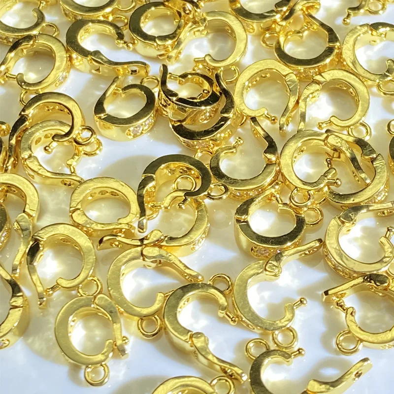 

Copper-plated 18K real gold, hand-inlaid zircon universal buckle, necklace buckle, jewelry buckle