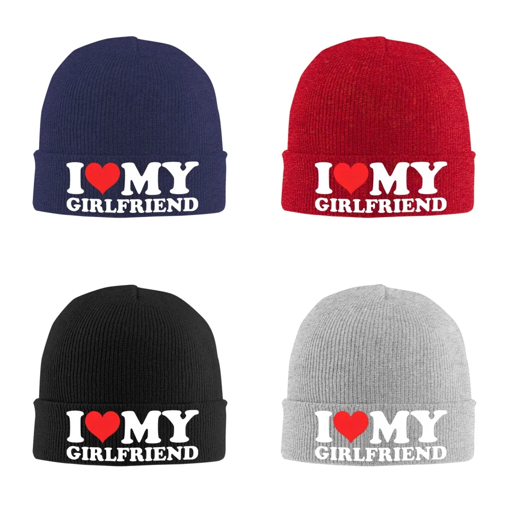 

I Love My Girlfriend Unisex Knitted Hat Outdoor Warm Men Solid Color Crimping Skullies Beanie Cap Hip Hop Ski Caps