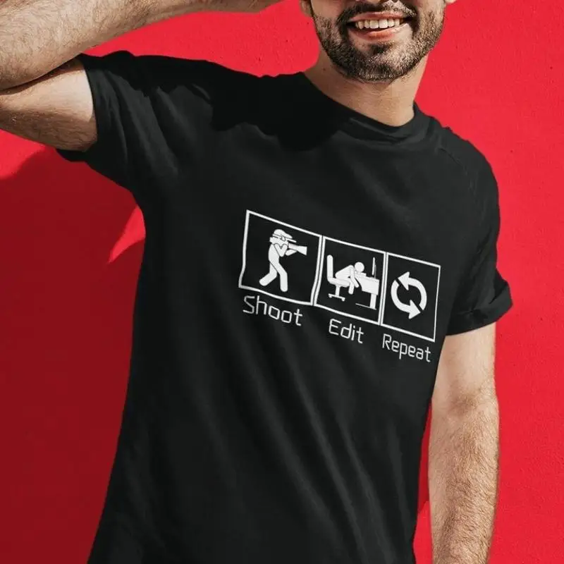 Funny Videographer Shoot Edit Repeat Filmmaker T-Shirt