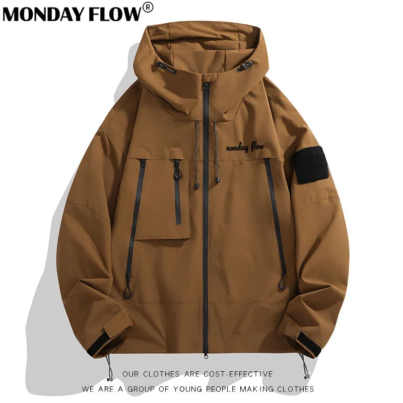 Monday Flow 남성용 골프 재킷, 캐쥬얼 패션, 바람막이 스탠드 칼라, 지퍼 코트, 편안한 단색, 남성 골프 상의, 2024 신상